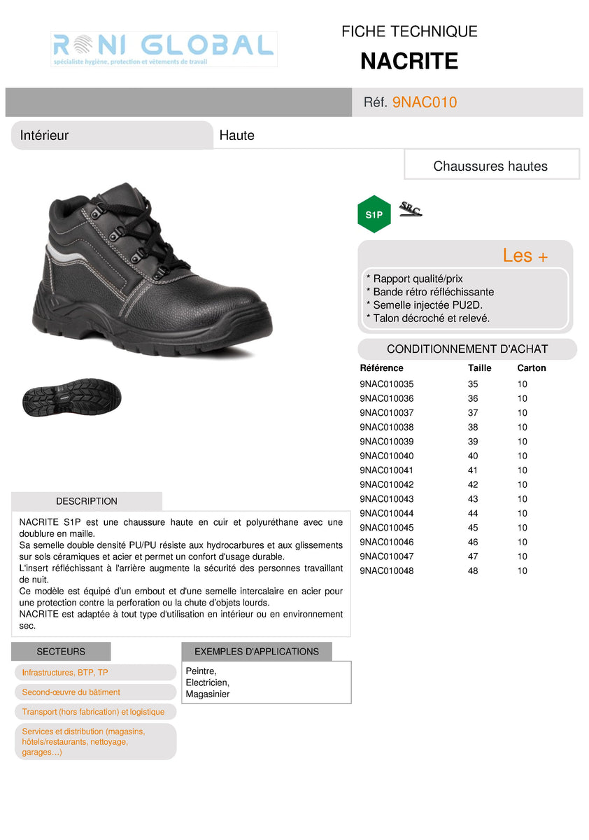 Chaussures de sécurité NACRITE COVERGUARD