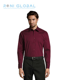 Chemise de travail homme manches longues, coupe ajustée, stretch, en popeline coton/élasthanne - BRIGHTON SOL'S